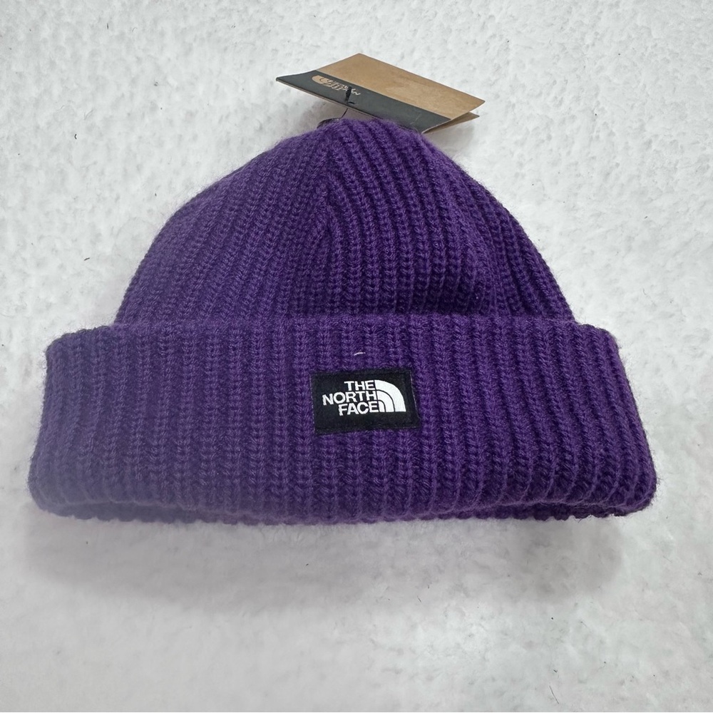 Kids Purple Knit North Face Hat